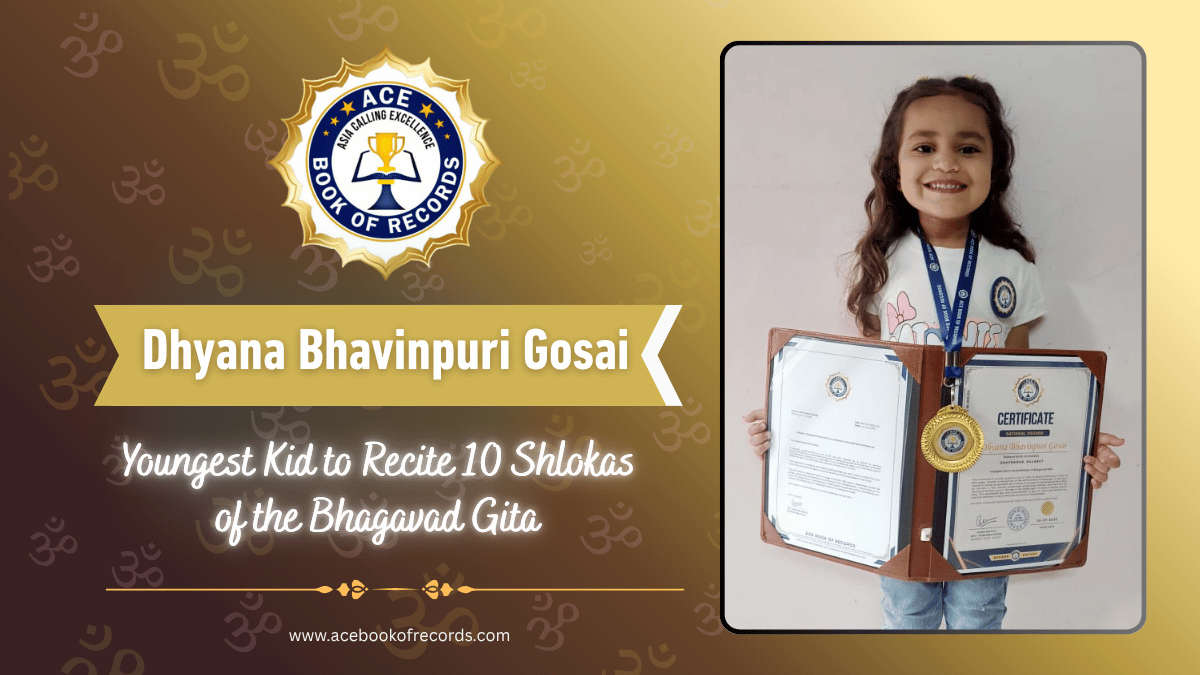 Youngest Kid to Recite 10 Gita Shlokas - Ace Book Of Records